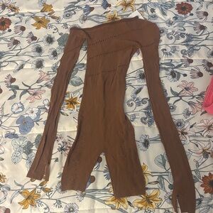 Brown Long Sleeve Knit Bodysuit